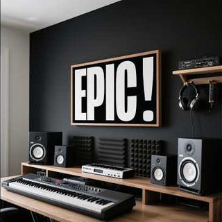 Black and white posters bold font of the word EPIC