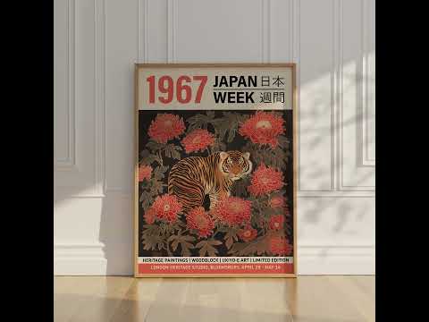 Japanese Tiger Ukiyo-e Art Print | Bold Japanese Wall Art | Nature-Inspired Decor for Modern Room

