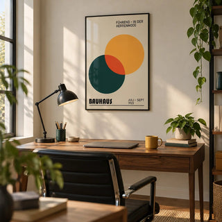 Print Geometric, framed on the wall of a modern home office