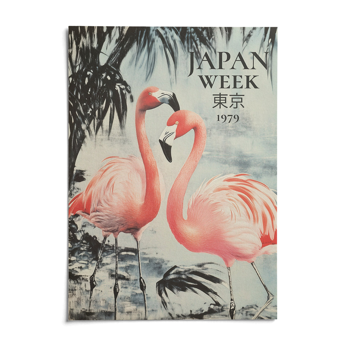 Prints of Flamingos, shown as an unframed paper print on a plain white background