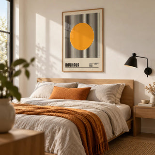 Professional Office Wall Art, framed on the wall of a crisp modern bedroom