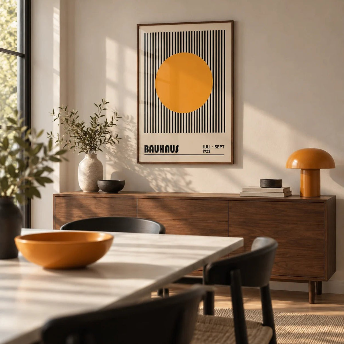 Professional Office Wall Art, framed on the wall of a modern dining room