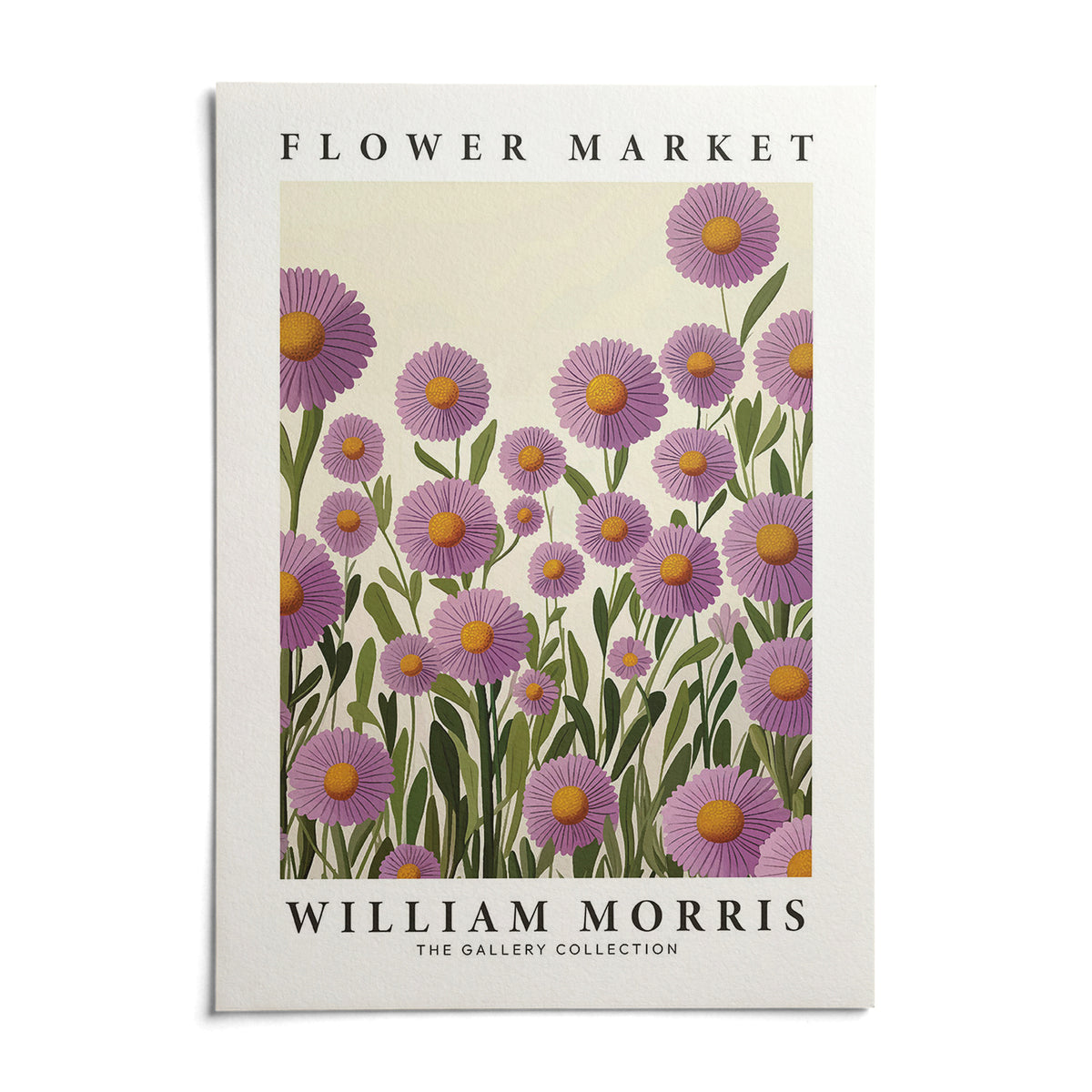 Purple Floral Wall Art, shown as an unframed paper print on a plain white background