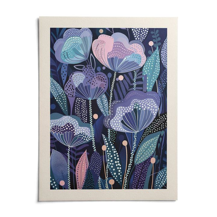 Purple Flower Poster, shown as an unframed paper print on a plain white background