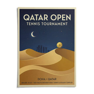 Qatar Open Tennis Print, shown as an unframed paper print on a plain white background