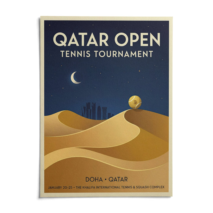 Qatar Open Tennis Print, shown as an unframed paper print on a plain white background