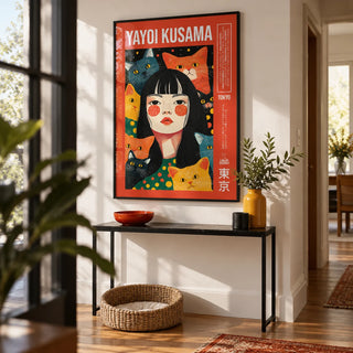 Quirky Wall Art, framed on the wall of a crisp hallway with a white wall
