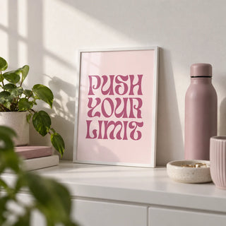 Quote Motivational Posters, a small A4 framed print leaning on a white shelf in a living room