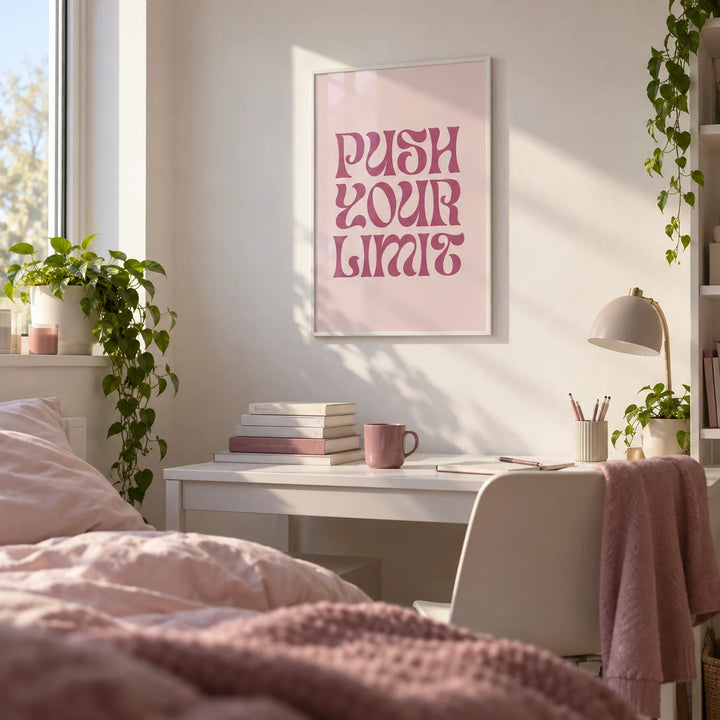 Quote Motivational Posters, framed on the wall of an uni room (18-21) with a white wall in a bedroom