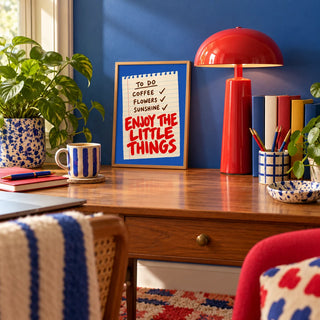 Quote Wall Art, a small A4 framed print leaning on a desk