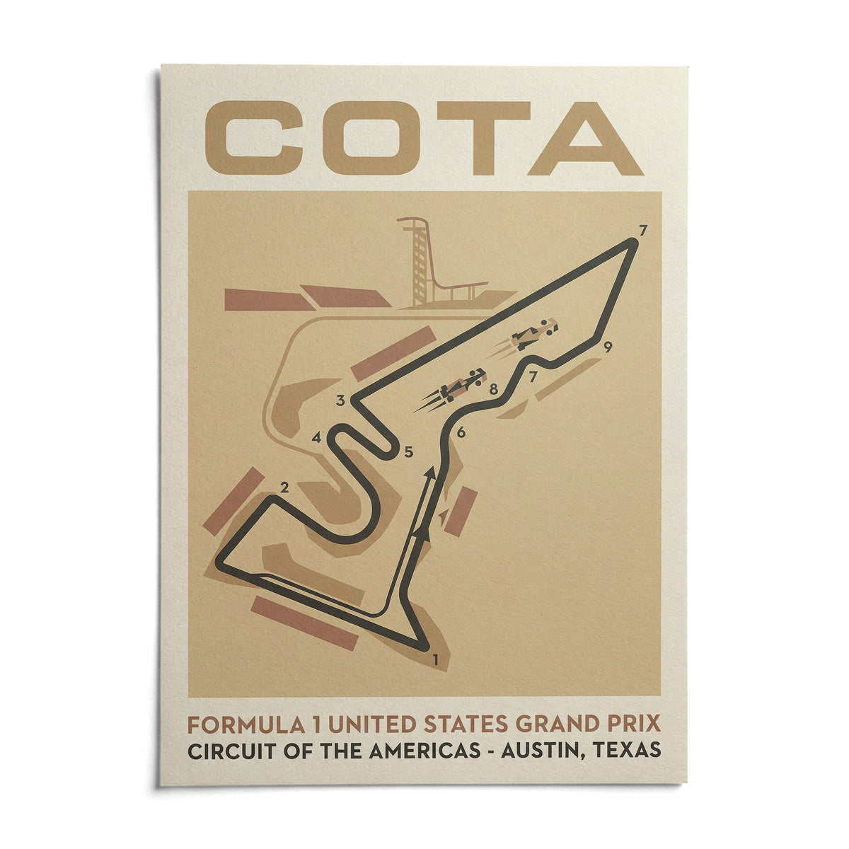 Race Track Map Poster, shown as an unframed paper print on a plain white background