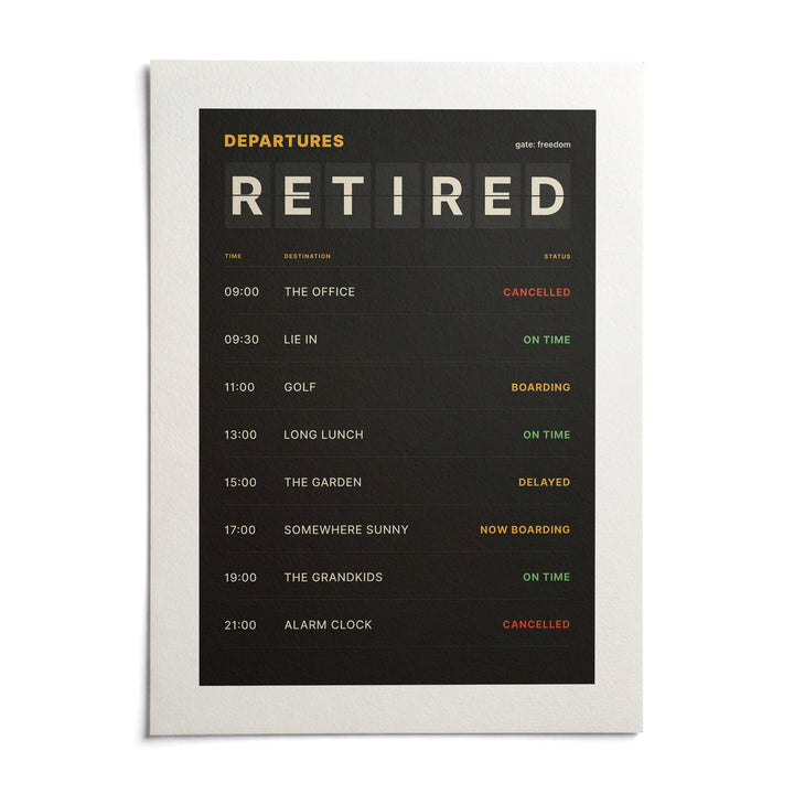 Retired Poster, shown as an unframed paper print on a plain white background