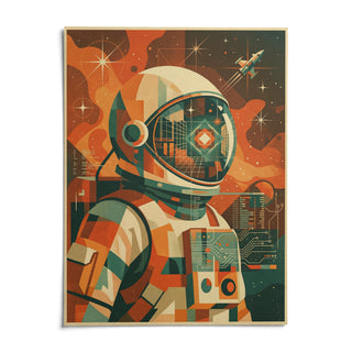 Retro Astronaut Poster, shown as an unframed paper print on a plain white background