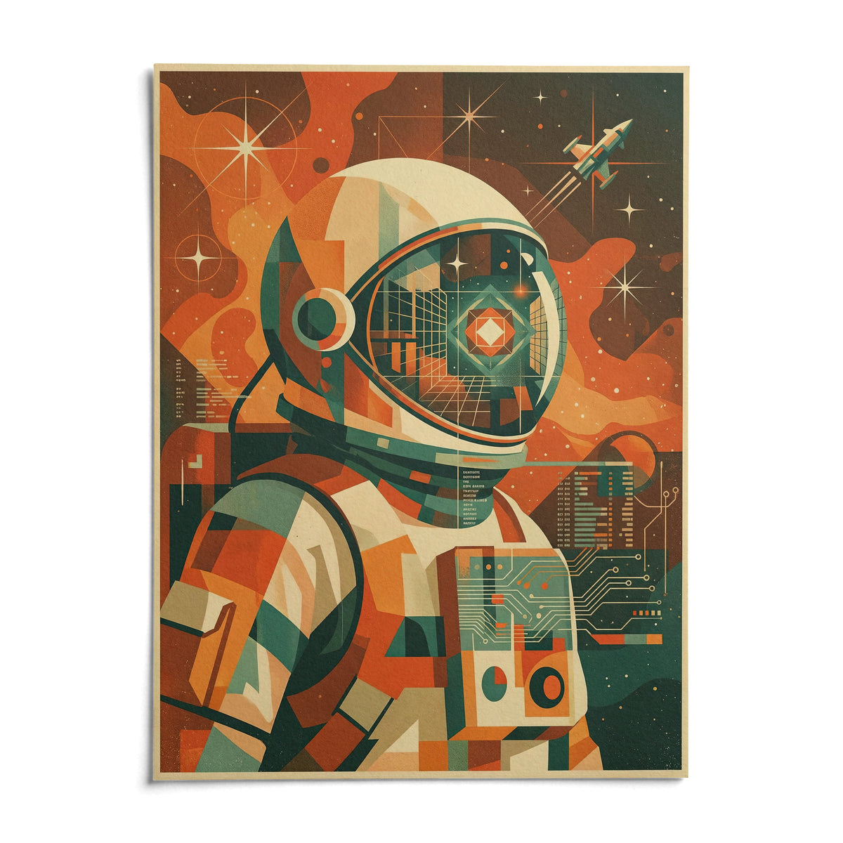 Retro Astronaut Poster, shown as an unframed paper print on a plain white background