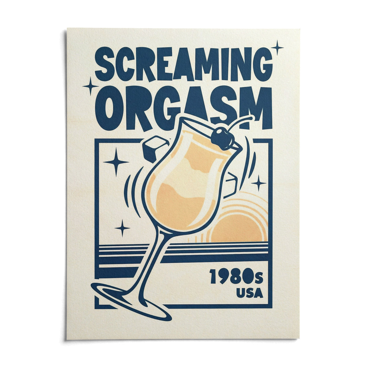 Retro Cocktail Poster, shown as an unframed paper print on a plain white background