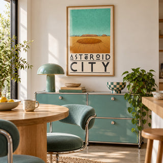 Retro Desert Sci-Fi Poster shown in a retro breakfast nook (frame not included)
