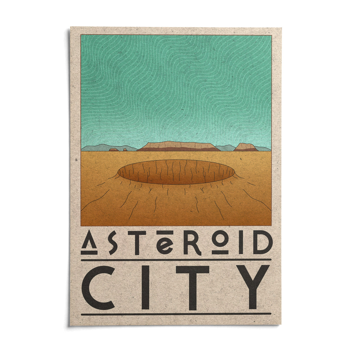 Retro Desert Sci-Fi Poster, shown as an unframed paper print on a plain white background