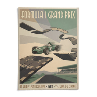 Retro Grand Prix Racing Poster, shown as an unframed paper print on a plain white background