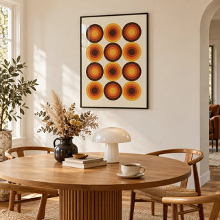 Retro Home Decor, framed on the wall of a warm in a dining room