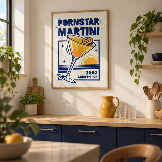 Póster retro de cóctel Passion Fruit Martini