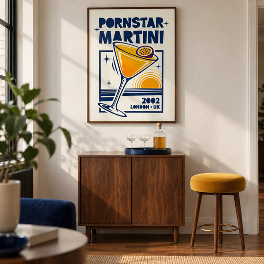 Póster retro de cóctel Passion Fruit Martini