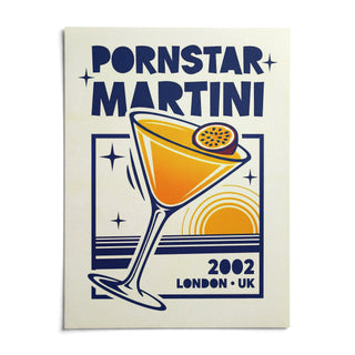 Retro Passion Fruit Martini Poster, shown as an unframed paper print on a plain white background