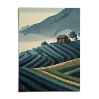 Rice Paddy Wall Art, shown as an unframed paper print on a plain white background