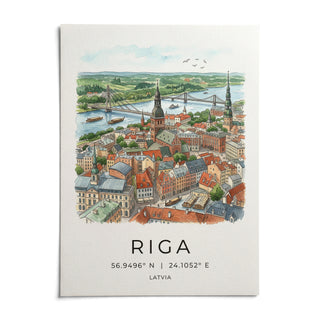 Riga City Art Print, shown as an unframed paper print on a plain white background
