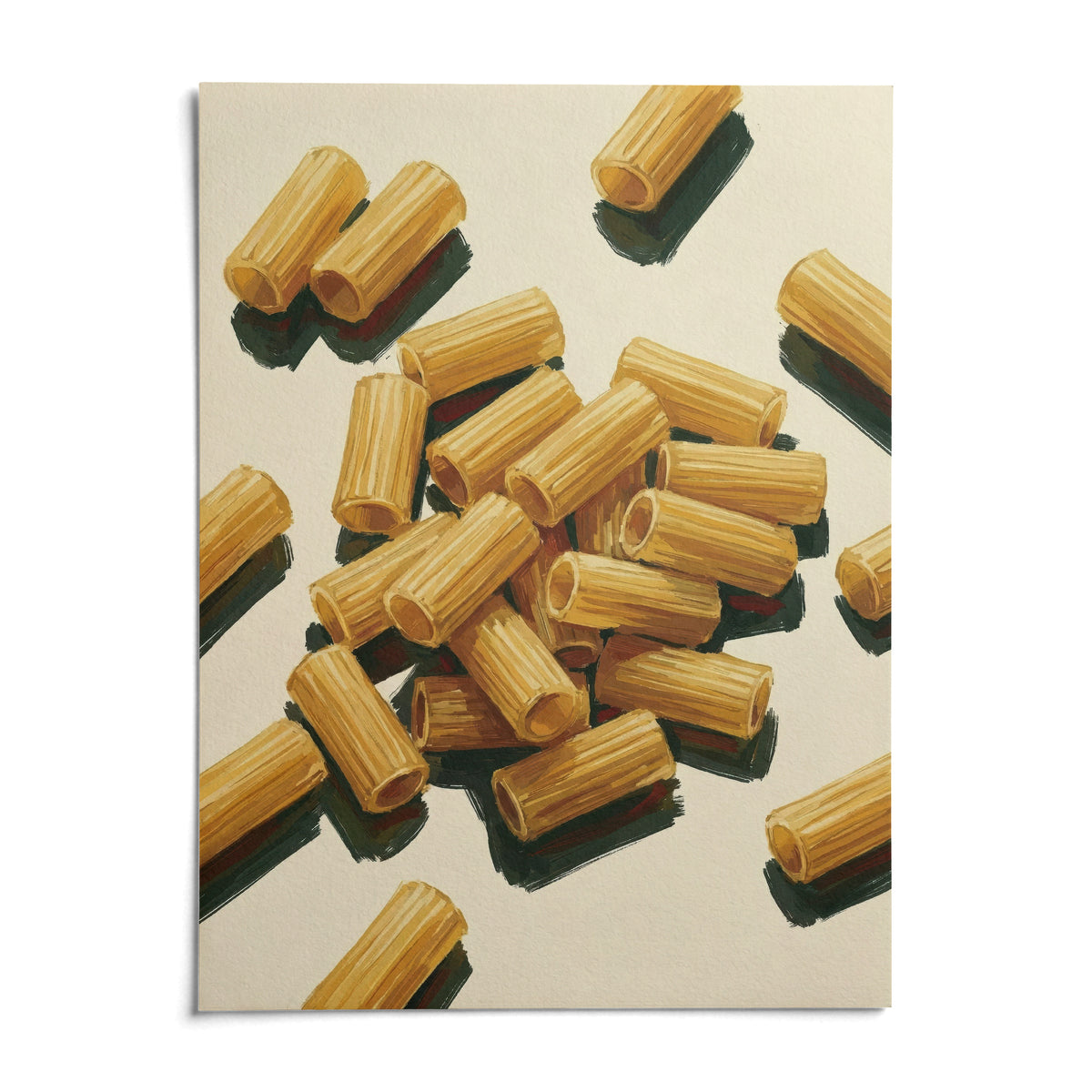 Rigatoni Pasta Print, shown as an unframed paper print on a plain white background