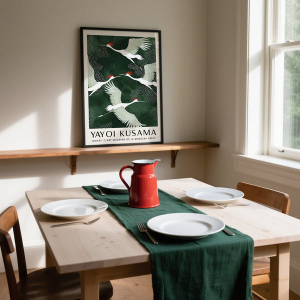 Abstract Japandi wall art featuring soft, harmonious green colours