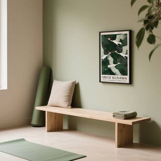 Japanese Crane Birds wall art in peaceful meditation room