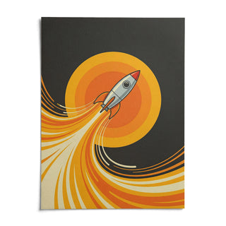 Rocket Wall Art, shown as an unframed paper print on a plain white background
