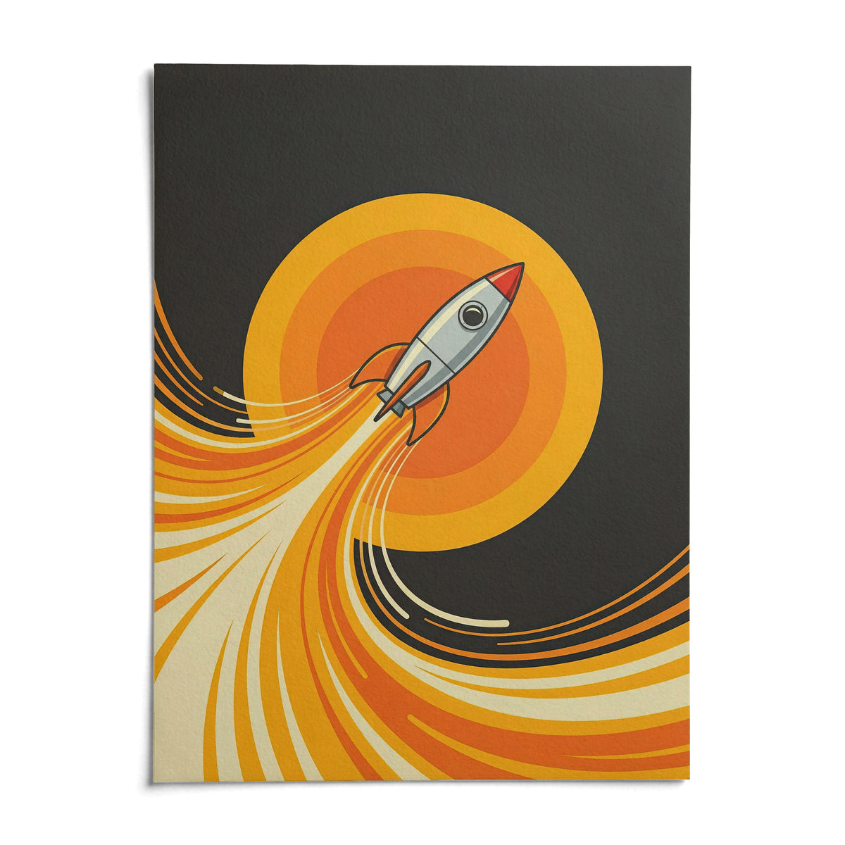 Rocket Wall Art, shown as an unframed paper print on a plain white background