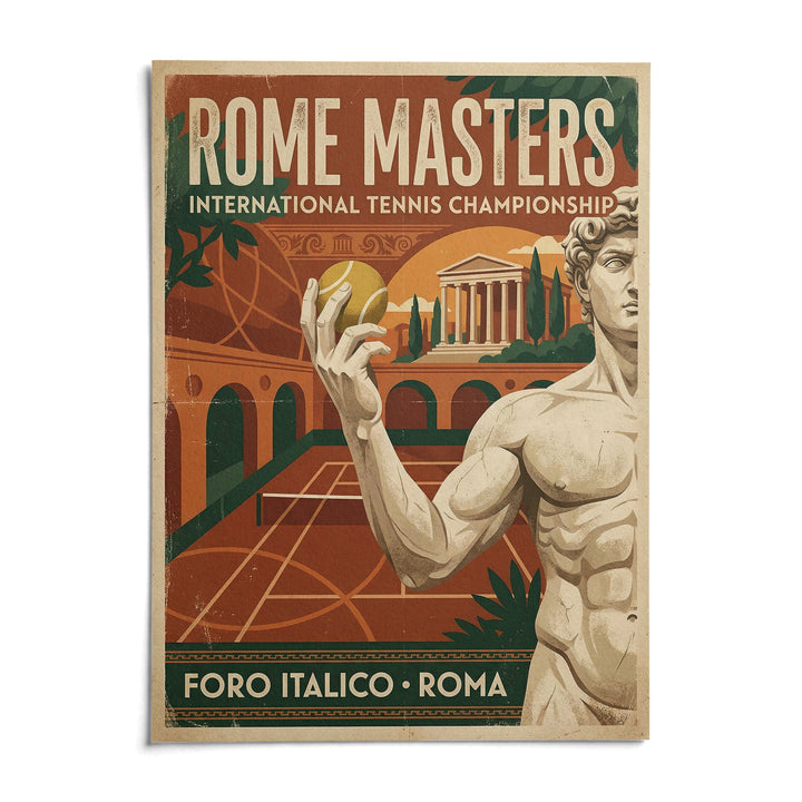 Rome Tennis Championship Poster, shown as an unframed paper print on a plain white background