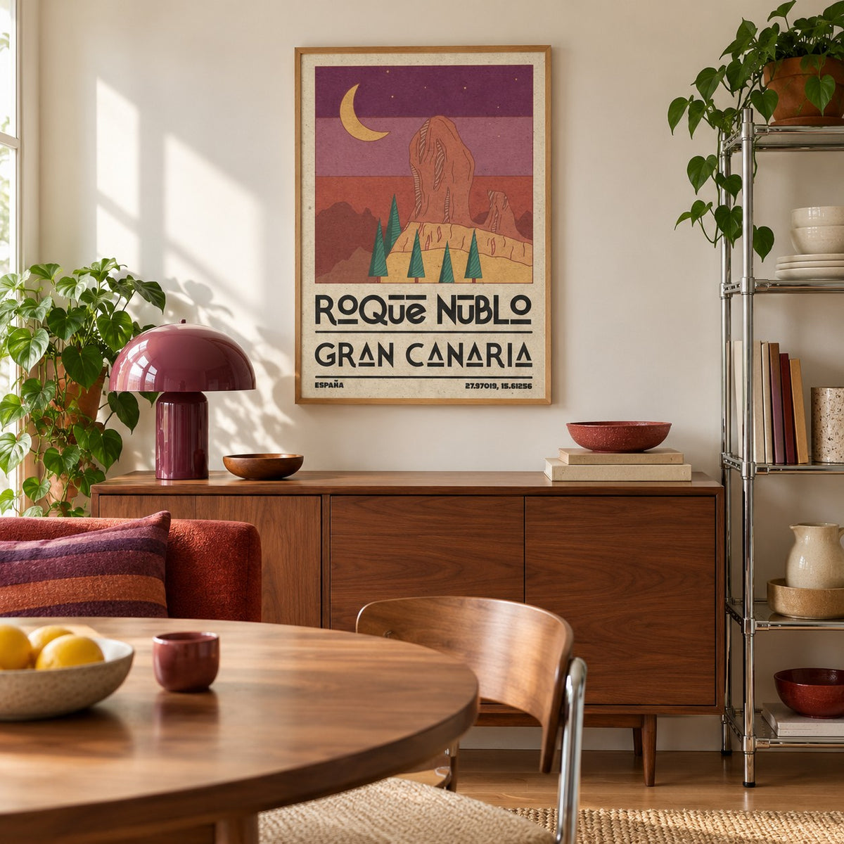 Roque Nublo Wall Art shown in a creative city apartment (frame not included)