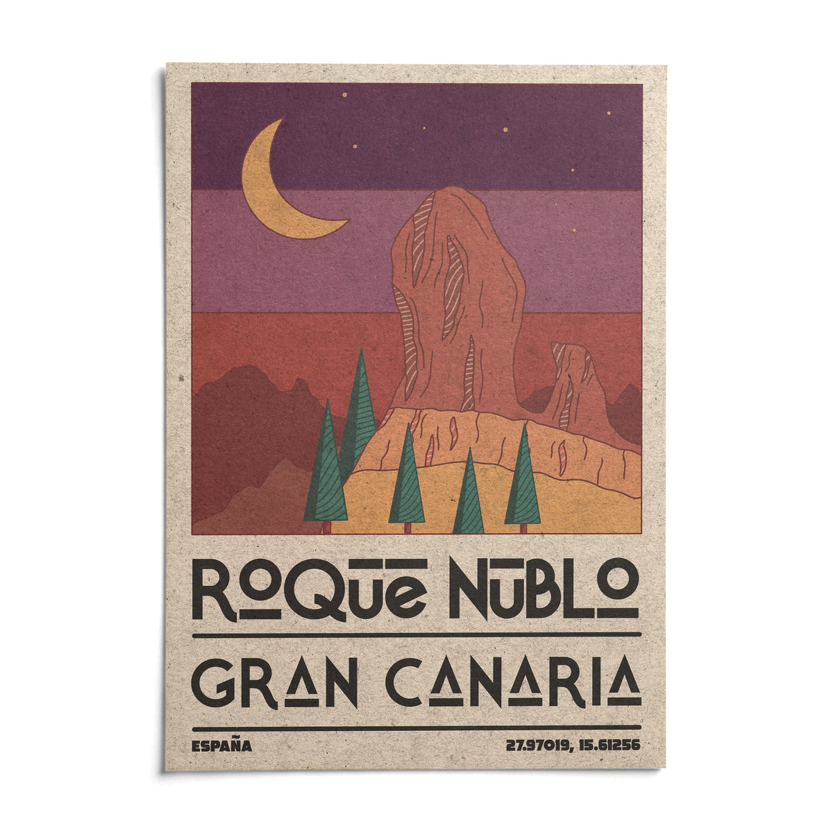 Roque Nublo Wall Art, shown as an unframed paper print on a plain white background