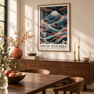 Rose Gold Wall Art, framed on the wall of a refined dining room with a warm cream wall