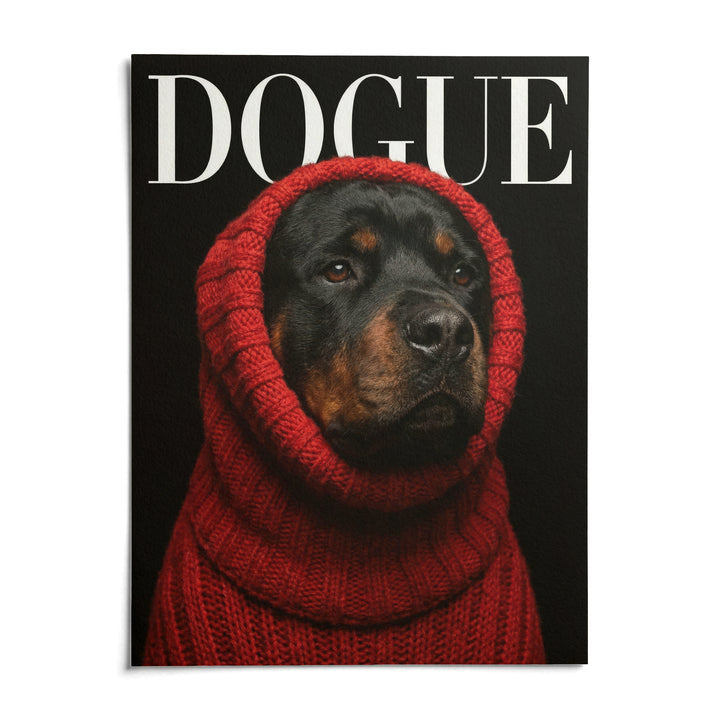 Rottweiler Art, shown as an unframed paper print on a plain white background