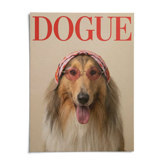 Rough Collie Dogue Print, shown as an unframed paper print on a plain white background