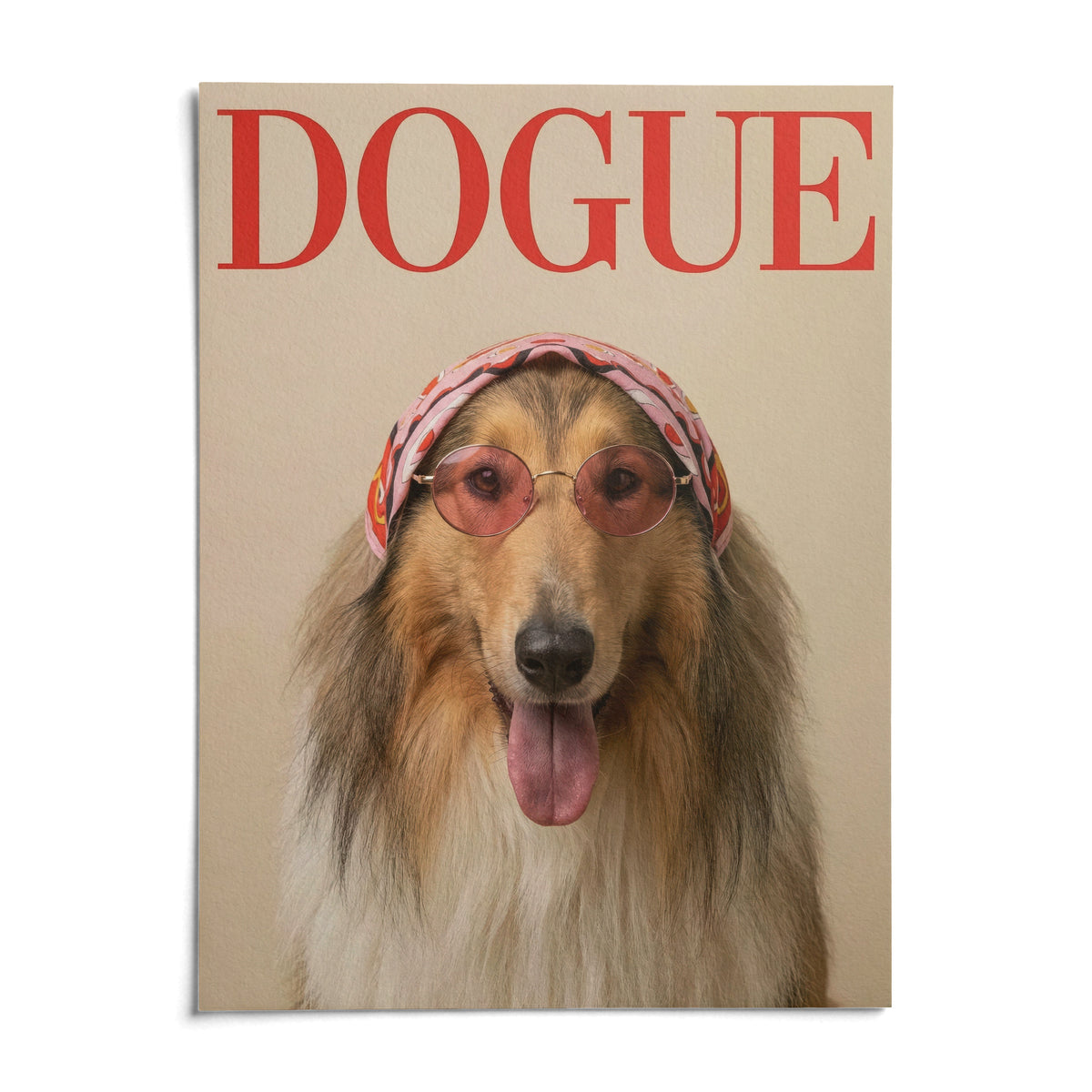 Rough Collie Dogue Print, shown as an unframed paper print on a plain white background