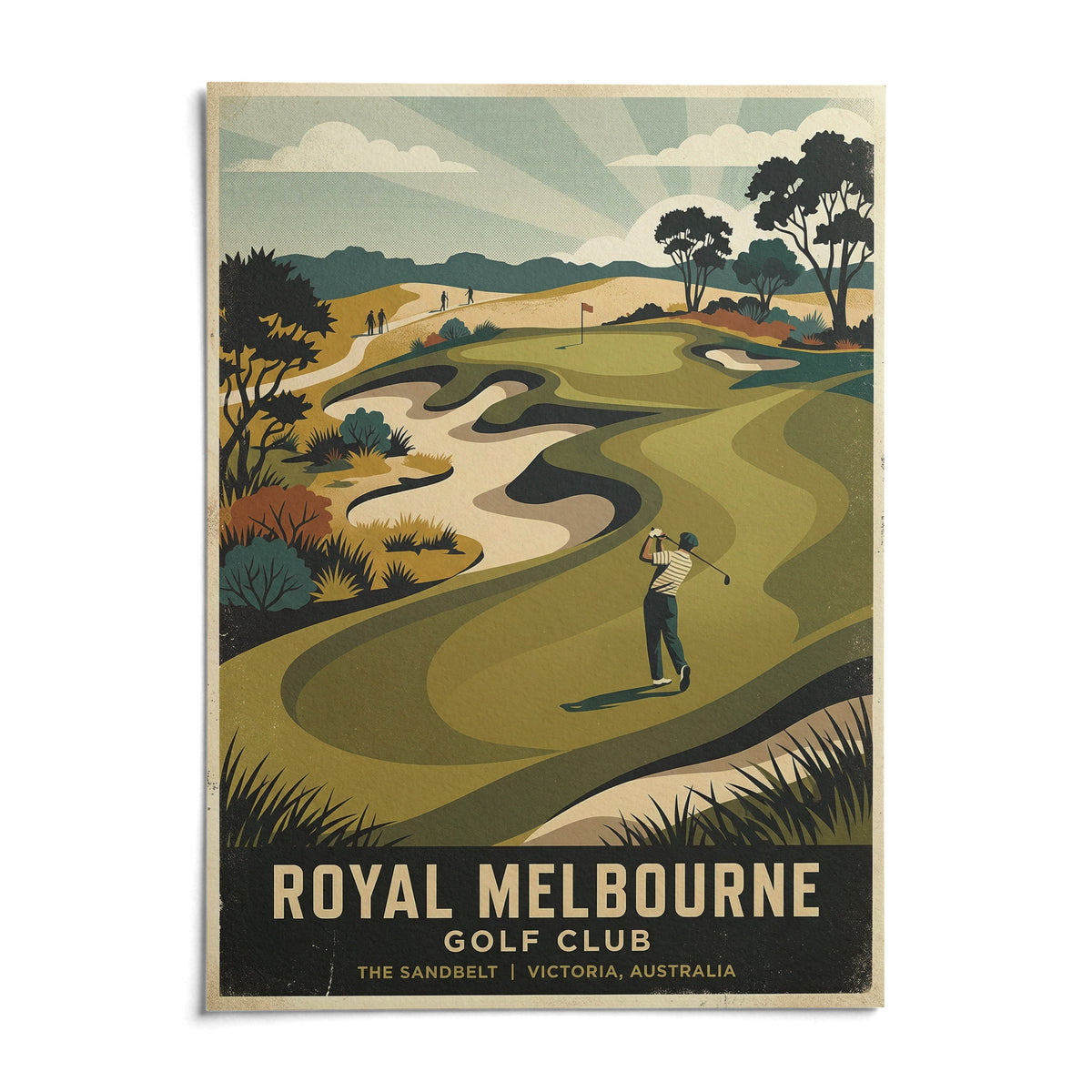 Royal Melbourne Golf Art, shown as an unframed paper print on a plain white background