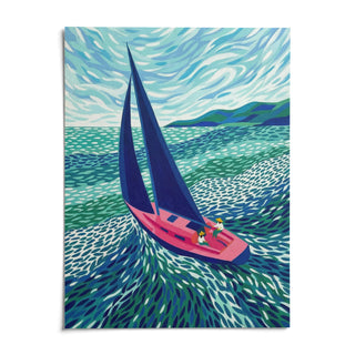 Sailboat Art Print, shown as an unframed paper print on a plain white background