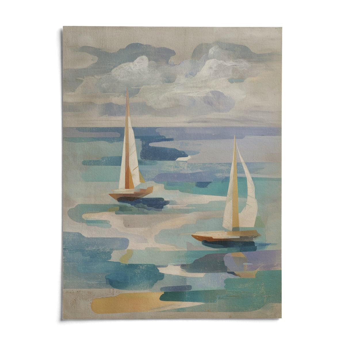 Sailboat Water Art, shown as an unframed paper print on a plain white background