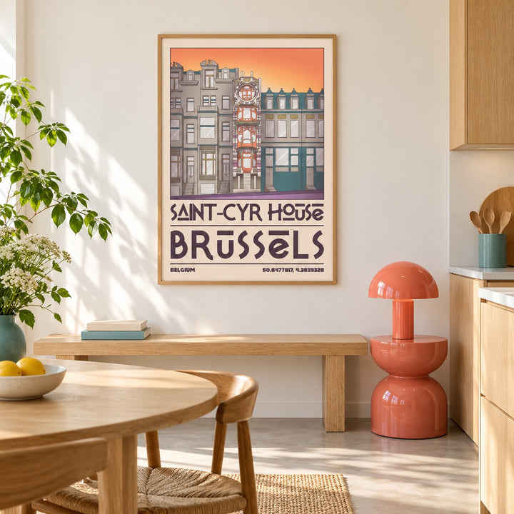 Saint Cyr House Poster shown in a colourful minimalist room (frame not included)