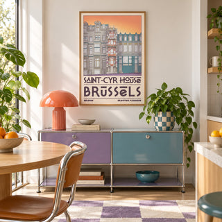 Saint Cyr House Poster shown in a playful retro modern room (frame not included)