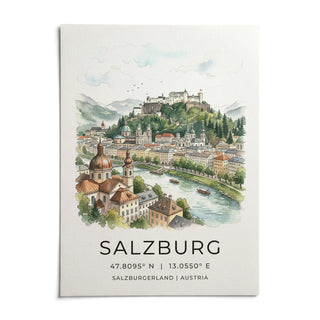 Salzburg City Print, shown as an unframed paper print on a plain white background
