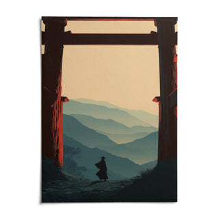 Samurai Mountain Poster, shown as an unframed paper print on a plain white background