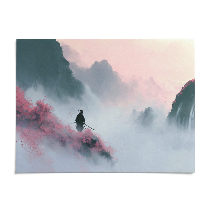 Samurai Mountain Wall Art, shown as an unframed paper print on a plain white background
