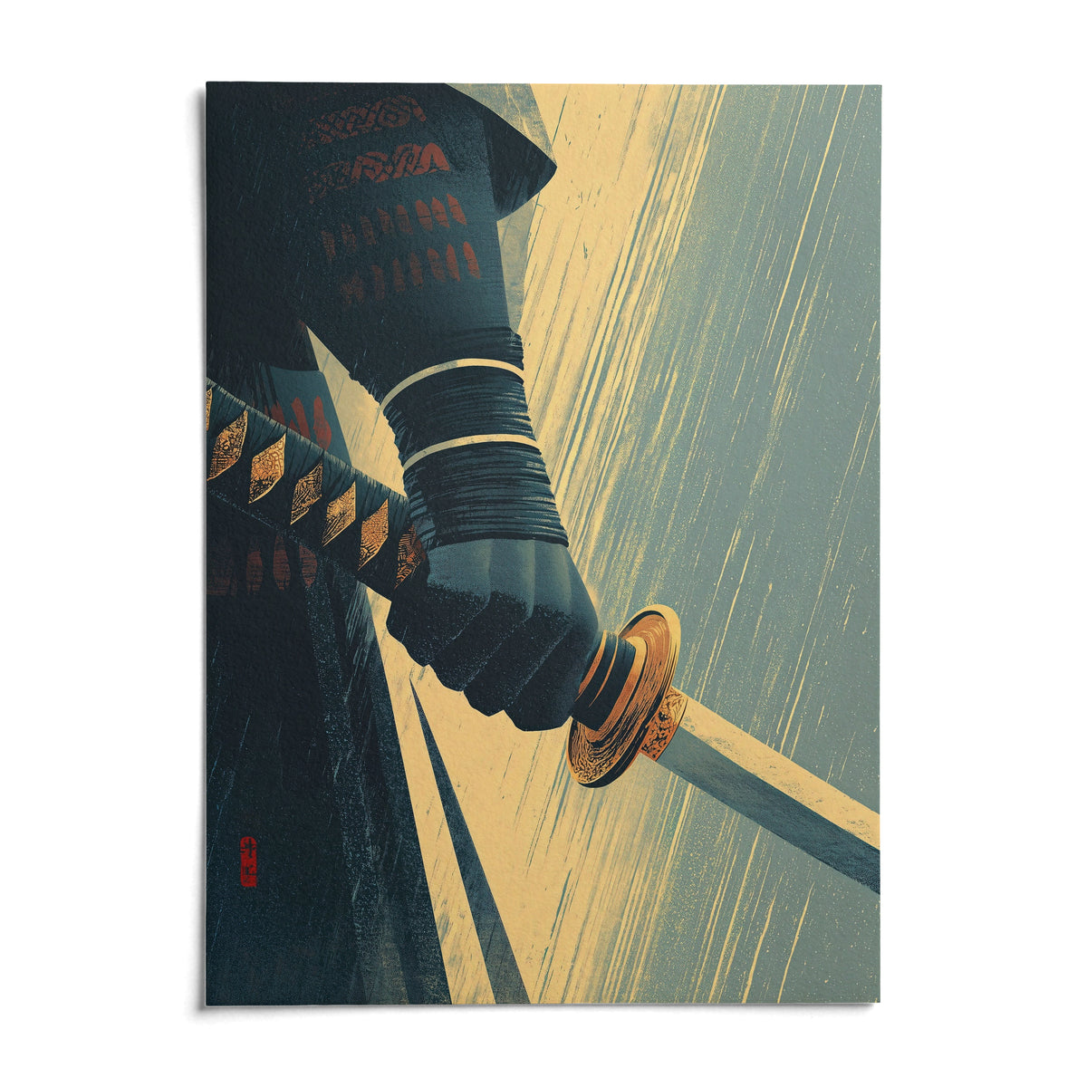 Katana Wall Art, shown as an unframed paper print on a plain white background