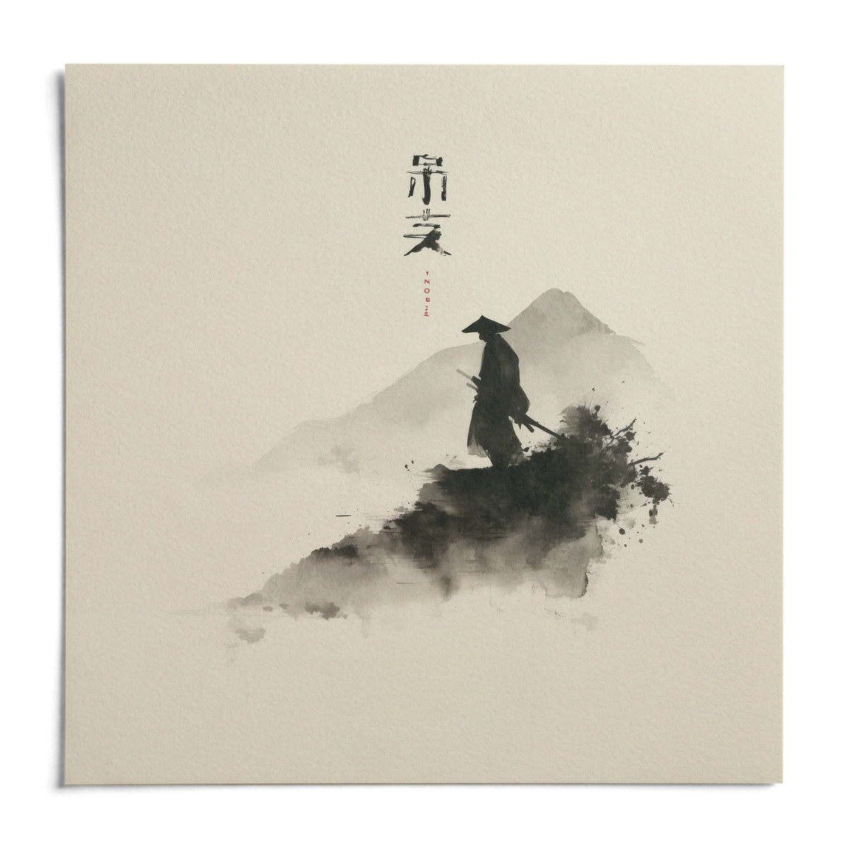 Samurai Wall Art, shown as an unframed paper print on a plain white background